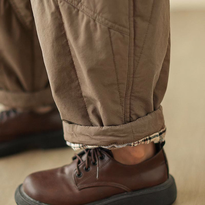 Buddha Stones Winter Plain High Waist Cotton Women's Harem Thermal Elastic Waist With Pockets - image 19