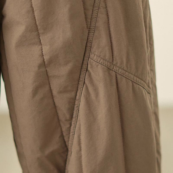 Buddha Stones Winter Plain High Waist Cotton Women's Harem Thermal Elastic Waist With Pockets - image 18