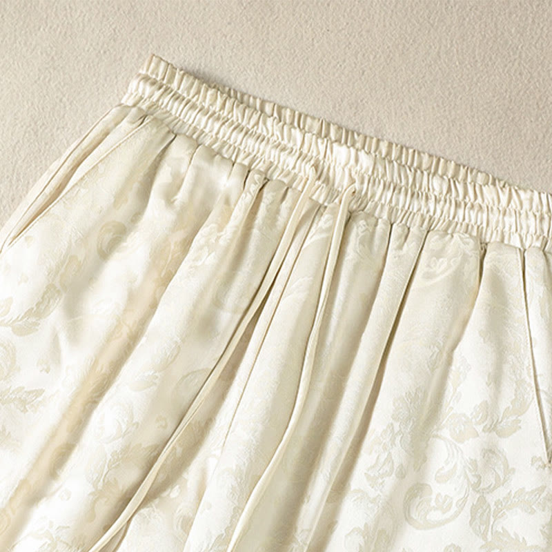 Buddha Stones Jacquard High Waist Design Damen Weites Bein Thermohose mit Taschen - image 2