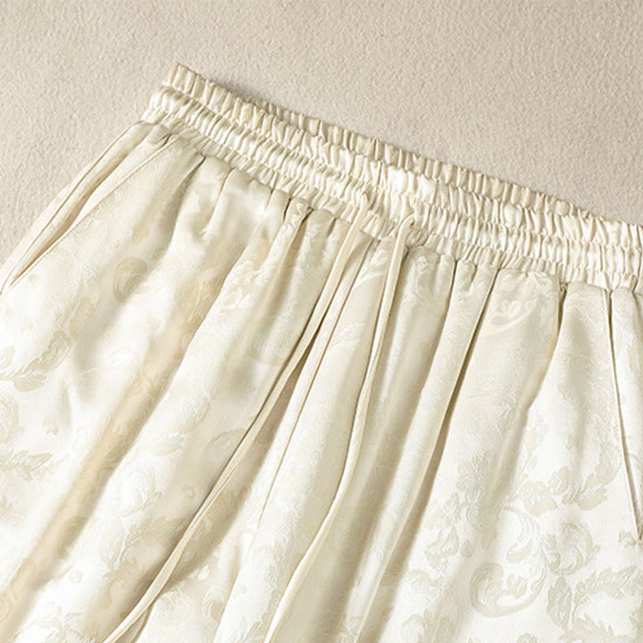 Buddha Stones Jacquard High Waist Design Damen Weites Bein Thermohose mit Taschen - image 2