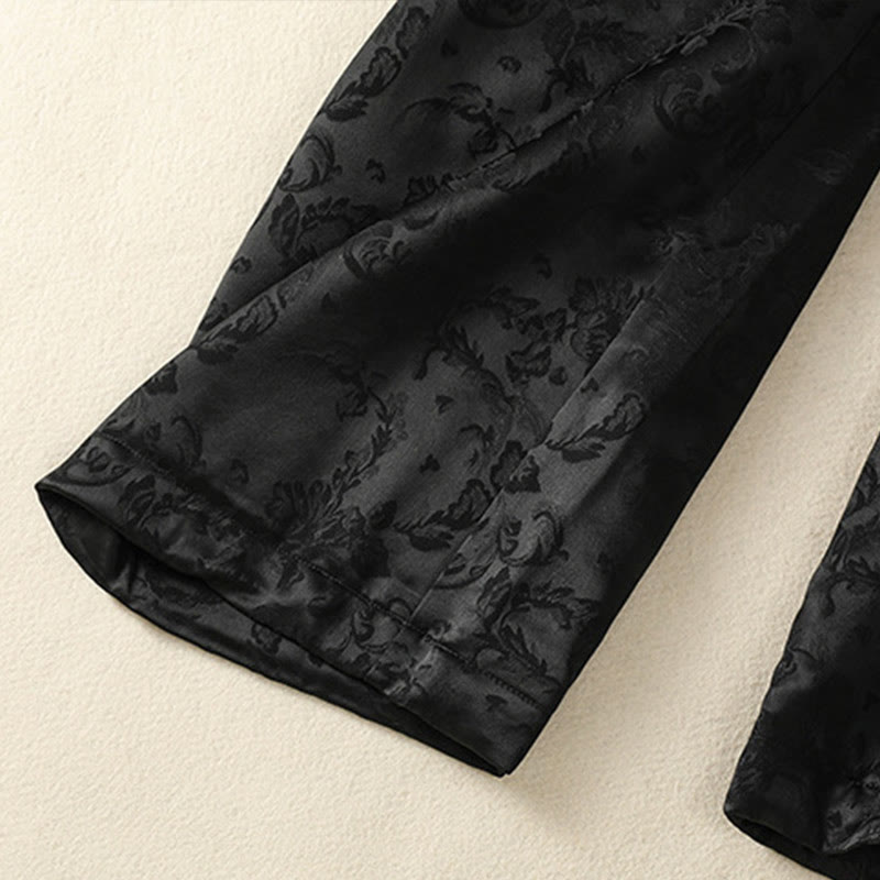 Buddha Stones Jacquard High Waist Design Damen Weites Bein Thermohose mit Taschen - image 16