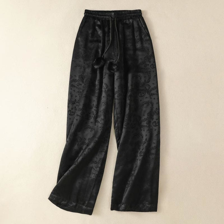 Buddha Stones Jacquard High Waist Design Damen Weites Bein Thermohose mit Taschen - Schwarz - US 8-10, UK/AU 12-14, EU 40-42 (2XL) - image 10