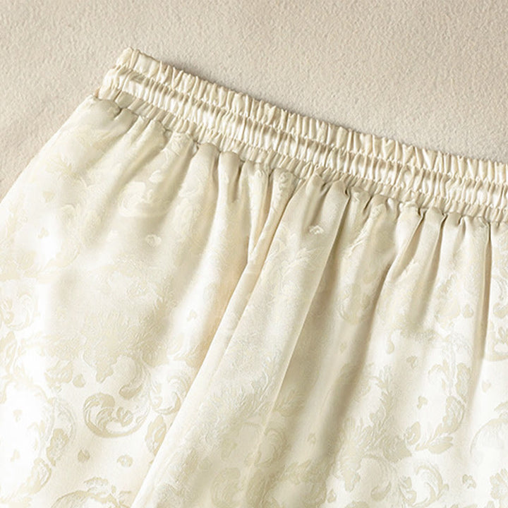 Buddha Stones Jacquard High Waist Design Damen Weites Bein Thermohose mit Taschen - image 3