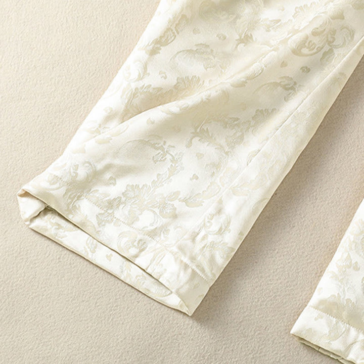 Buddha Stones Jacquard High Waist Design Damen Weites Bein Thermohose mit Taschen - image 8