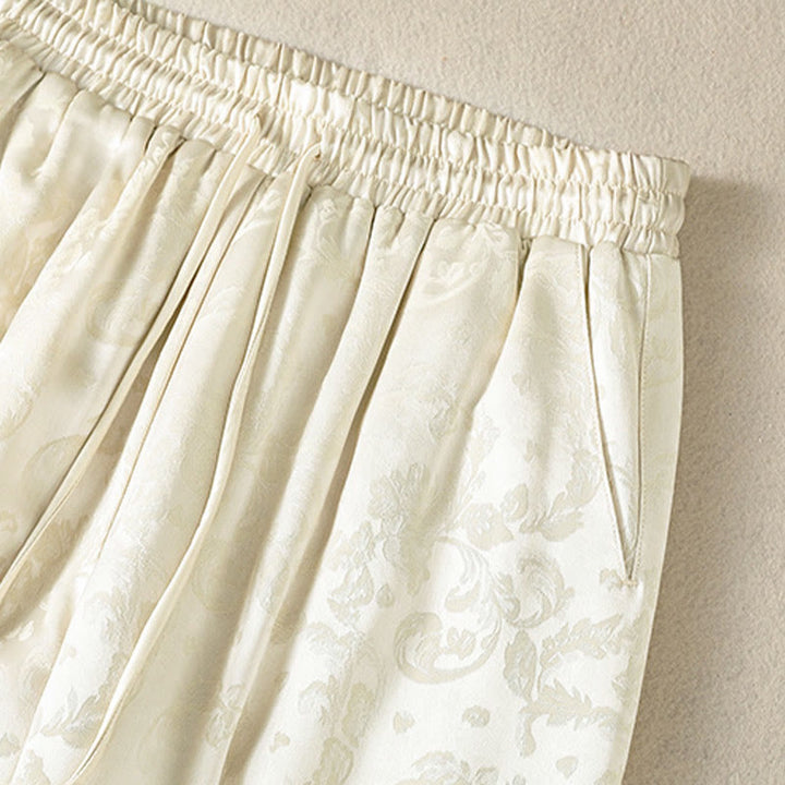 Buddha Stones Jacquard High Waist Design Damen Weites Bein Thermohose mit Taschen - image 4