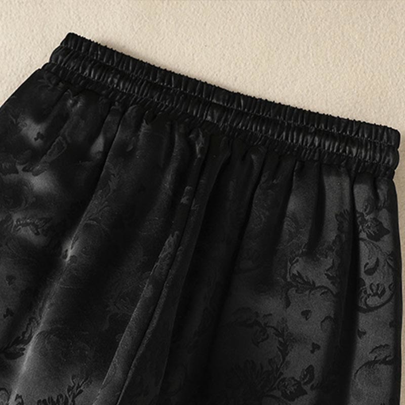 Buddha Stones Jacquard High Waist Design Damen Weites Bein Thermohose mit Taschen - image 13