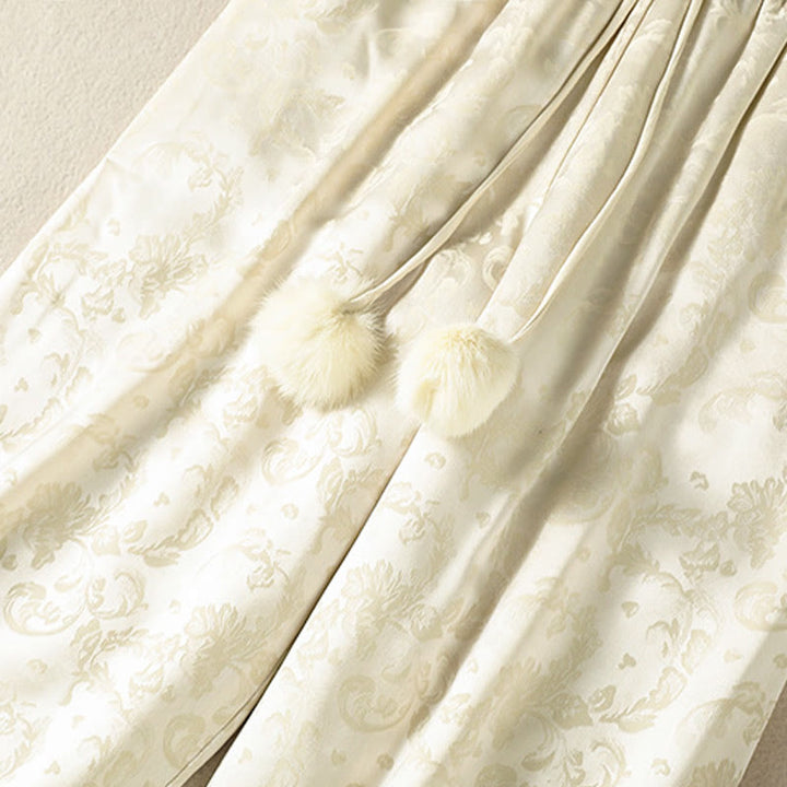 Buddha Stones Jacquard High Waist Design Damen Weites Bein Thermohose mit Taschen - image 5