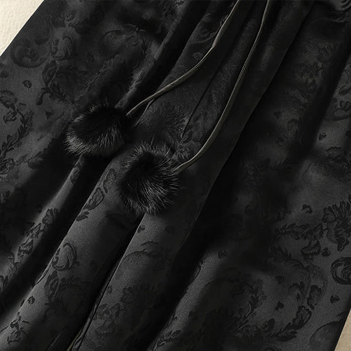 Buddha Stones Jacquard High Waist Design Damen Weites Bein Thermohose mit Taschen - image 15