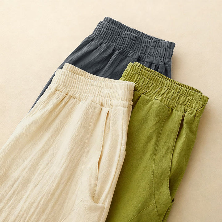 Buddha Stones Herbst Einfarbige Patchwork-Hose mit schlichtem Design, weites Bein und Taschen für Damen - image 15
