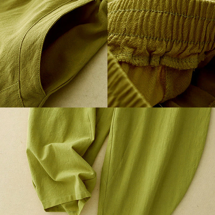 Buddha Stones Herbst Einfarbige Patchwork-Hose mit schlichtem Design, weites Bein und Taschen für Damen - image 9