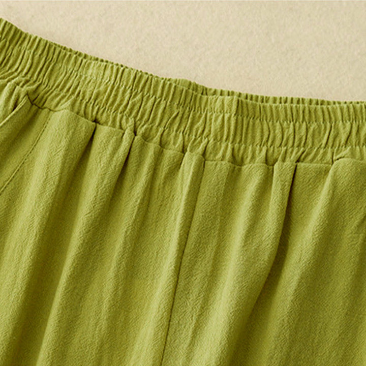 Buddha Stones Herbst Einfarbige Patchwork-Hose mit schlichtem Design, weites Bein und Taschen für Damen - image 8