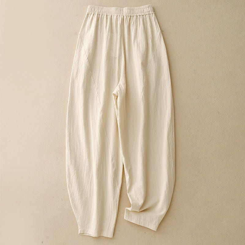 Buddha Stones Herbst Einfarbige Patchwork-Hose mit schlichtem Design, weites Bein und Taschen für Damen - Beige - US 8-10, UK/AU 12-14, EU 40-42 (2XL) - image 1