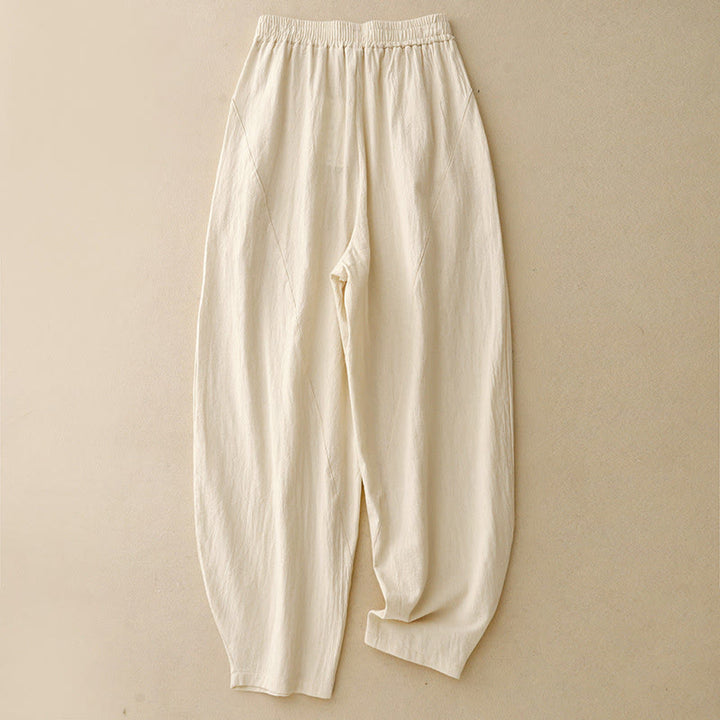 Buddha Stones Herbst Einfarbige Patchwork-Hose mit schlichtem Design, weites Bein und Taschen für Damen - Beige - US 8-10, UK/AU 12-14, EU 40-42 (2XL) - image 1