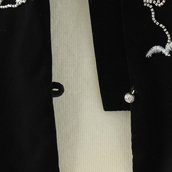 Ärmellose Damenweste mit Buddha Stones und weißem Blumenstickmuster - image 6