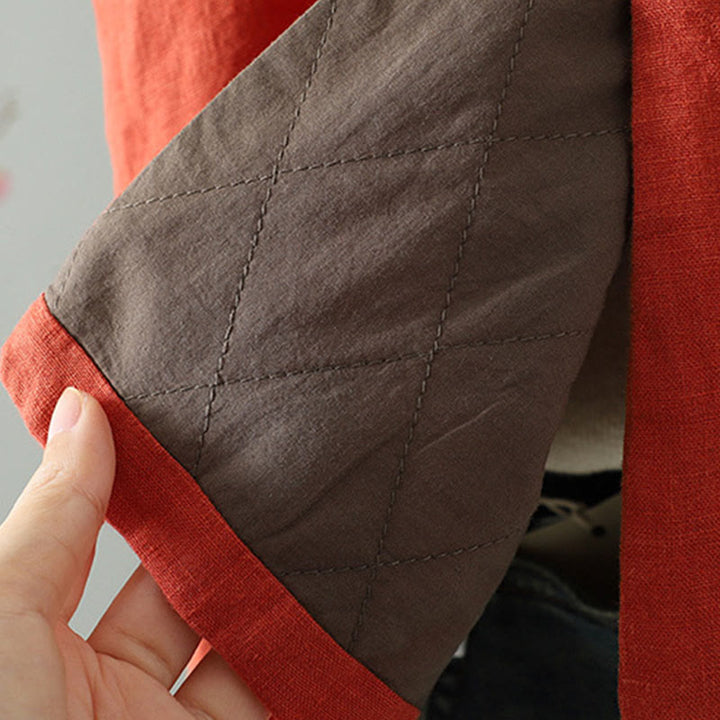 Ärmellose Damenweste mit Buddha Stones Blumenmuster, V-Ausschnitt und Froschknopfverschluss - image 7