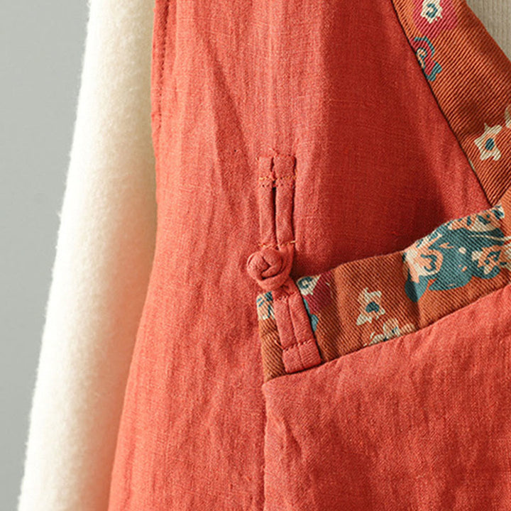 Ärmellose Damenweste mit Buddha Stones Blumenmuster, V-Ausschnitt und Froschknopfverschluss - image 9