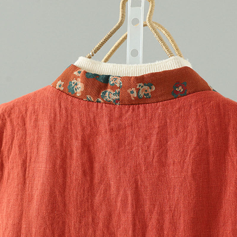 Ärmellose Damenweste mit Buddha Stones Blumenmuster, V-Ausschnitt und Froschknopfverschluss - image 4