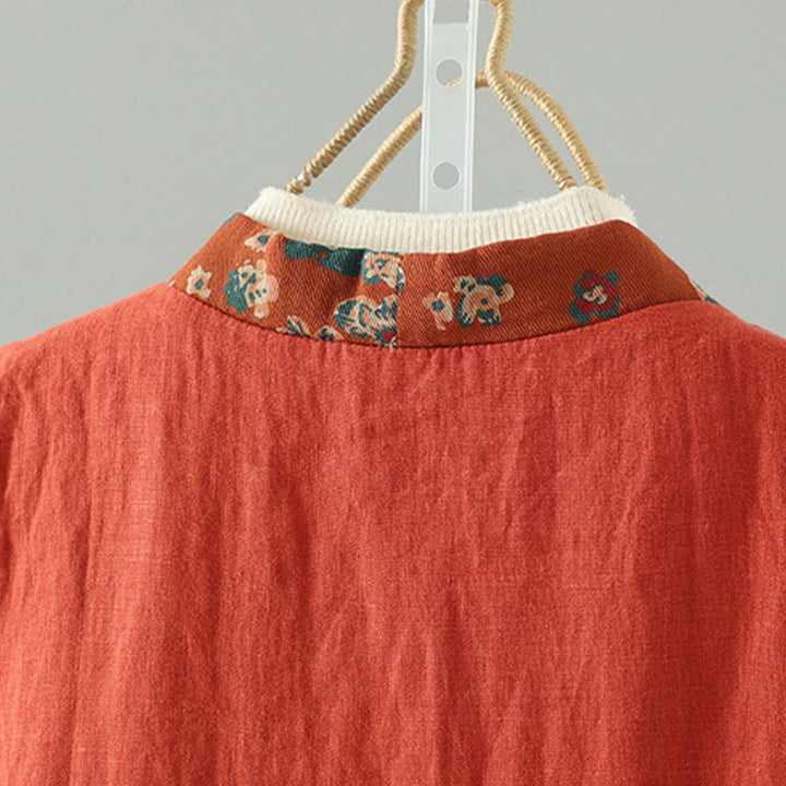 Ärmellose Damenweste mit Buddha Stones Blumenmuster, V-Ausschnitt und Froschknopfverschluss - image 4