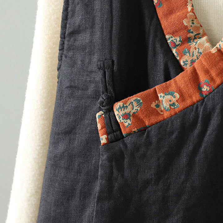 Ärmellose Damenweste mit Buddha Stones Blumenmuster, V-Ausschnitt und Froschknopfverschluss - image 16