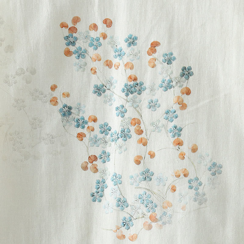 Buddha Stones Damen-Thermojacke mit langen Ärmeln, blauem Blumenmuster und Froschknopfverschluss - image 9