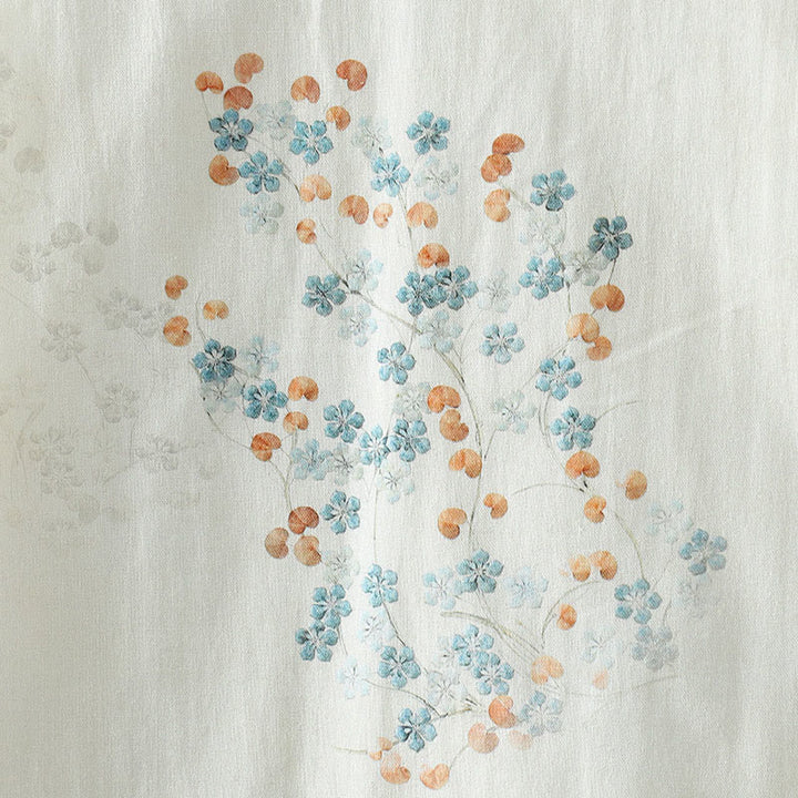 Buddha Stones Damen-Thermojacke mit langen Ärmeln, blauem Blumenmuster und Froschknopfverschluss - image 9