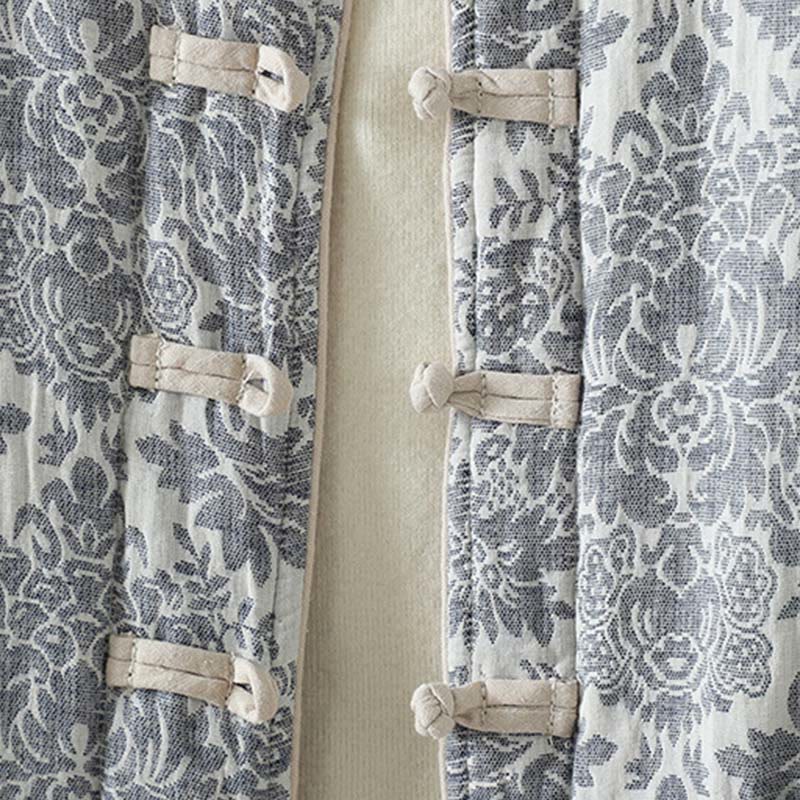 Buddha Stones Damen-Thermojacke mit Pfingstrosenmuster, Froschknopfverschluss, langen Ärmeln und Taschen - image 24