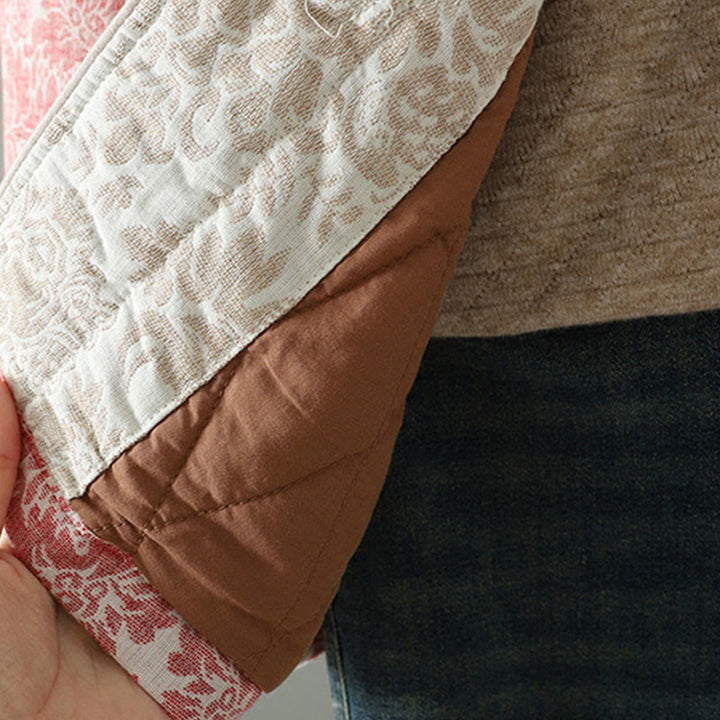 Buddha Stones Damen-Thermojacke mit Pfingstrosenmuster, Froschknopfverschluss, langen Ärmeln und Taschen - image 7