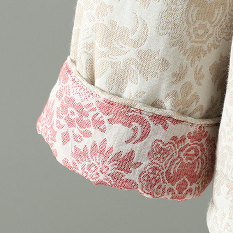 Buddha Stones Damen-Thermojacke mit Pfingstrosenmuster, Froschknopfverschluss, langen Ärmeln und Taschen - image 16