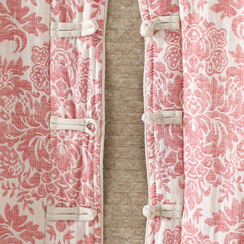 Buddha Stones Damen-Thermojacke mit Pfingstrosenmuster, Froschknopfverschluss, langen Ärmeln und Taschen - image 6