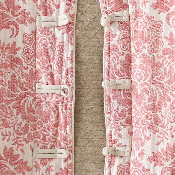 Buddha Stones Damen-Thermojacke mit Pfingstrosenmuster, Froschknopfverschluss, langen Ärmeln und Taschen - image 6