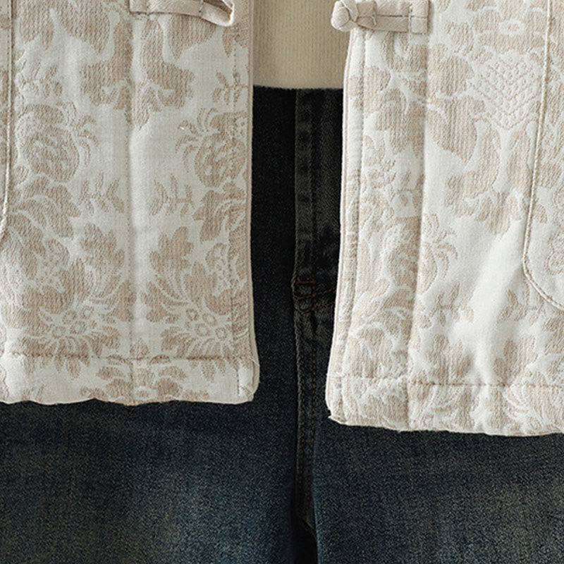 Buddha Stones Damen-Thermojacke mit Pfingstrosenmuster, Froschknopfverschluss, langen Ärmeln und Taschen - image 19