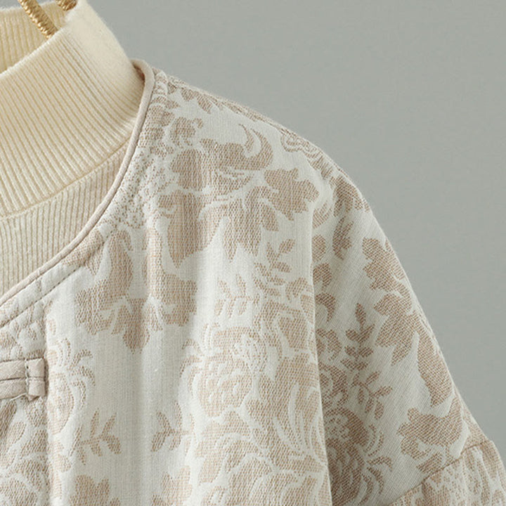 Buddha Stones Damen-Thermojacke mit Pfingstrosenmuster, Froschknopfverschluss, langen Ärmeln und Taschen - image 15