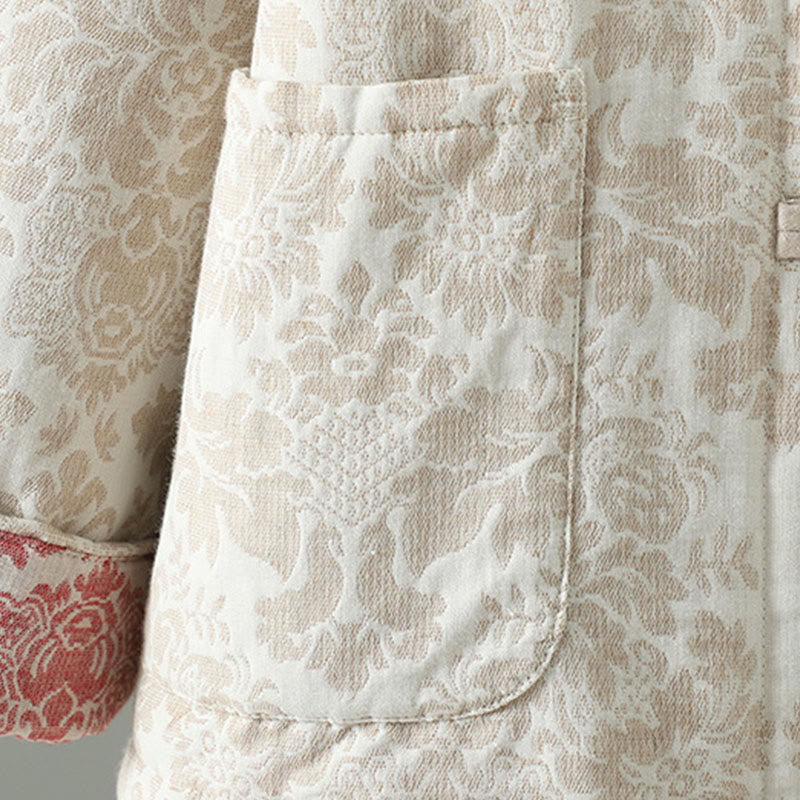 Buddha Stones Damen-Thermojacke mit Pfingstrosenmuster, Froschknopfverschluss, langen Ärmeln und Taschen - image 17