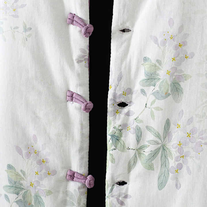 Buddha Stones Damen-Thermojacke mit lila Blütenblättern, Froschknopfverschluss und langen Ärmeln - image 6