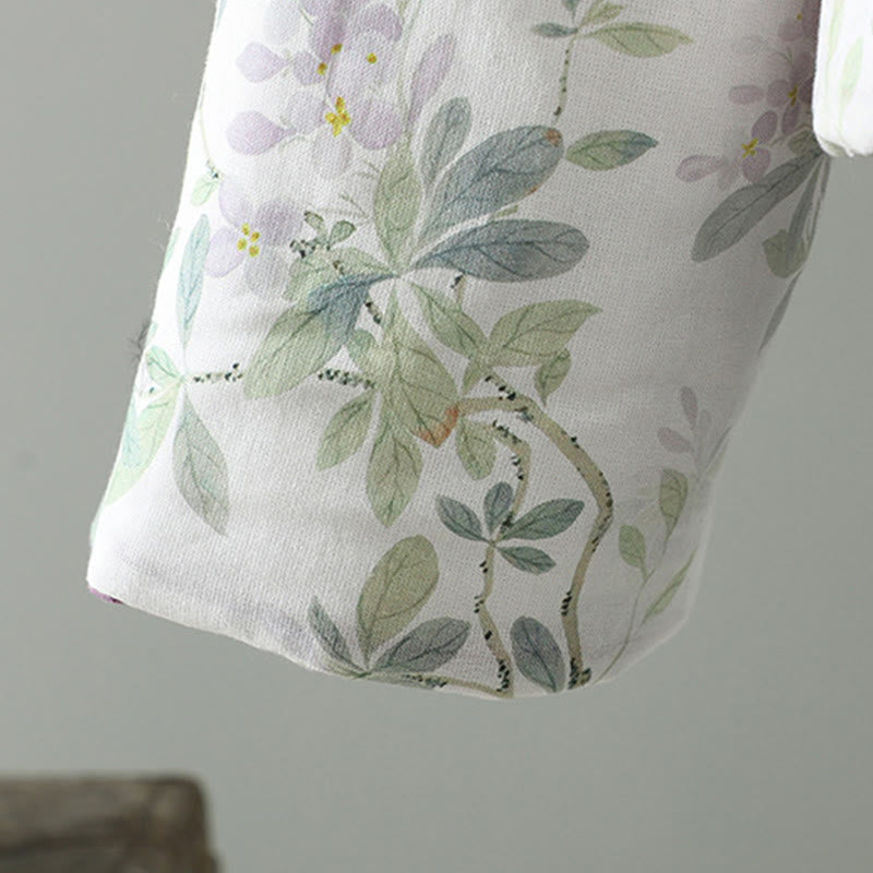 Buddha Stones Damen-Thermojacke mit lila Blütenblättern, Froschknopfverschluss und langen Ärmeln - image 7