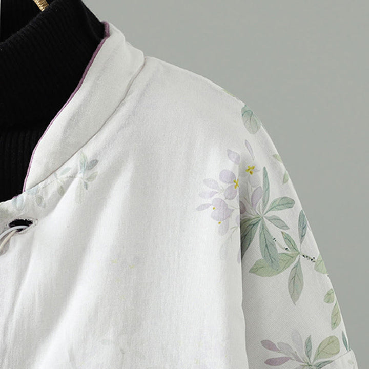 Buddha Stones Damen-Thermojacke mit lila Blütenblättern, Froschknopfverschluss und langen Ärmeln - image 4