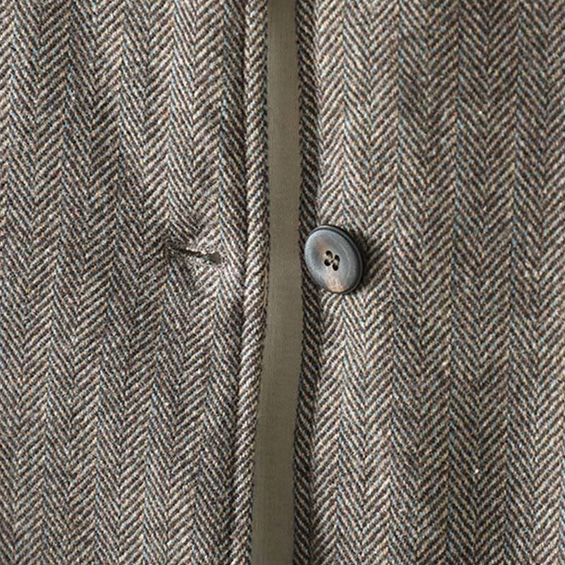 Buddha Stones Damen-Thermojacke mit braunem Knopfdesign, langen Ärmeln und Taschen - image 7