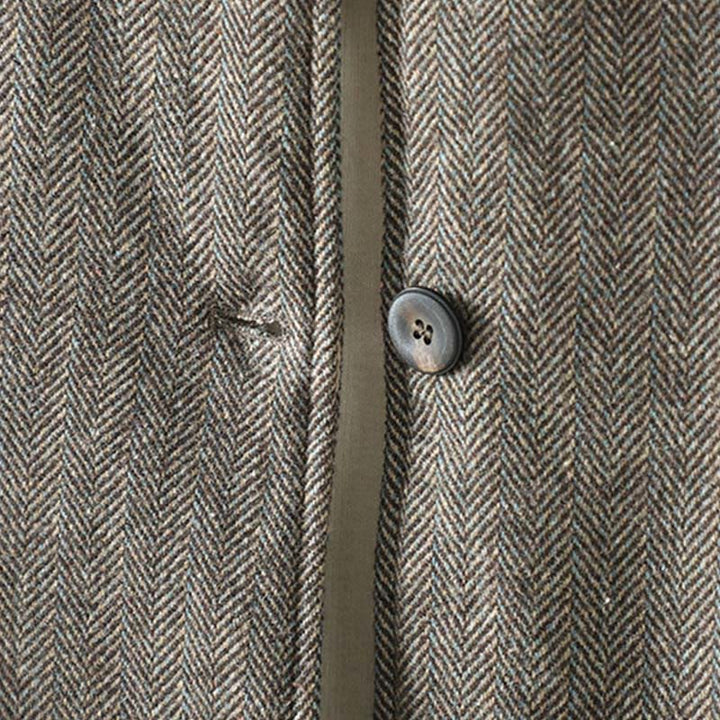 Buddha Stones Damen-Thermojacke mit braunem Knopfdesign, langen Ärmeln und Taschen - image 7