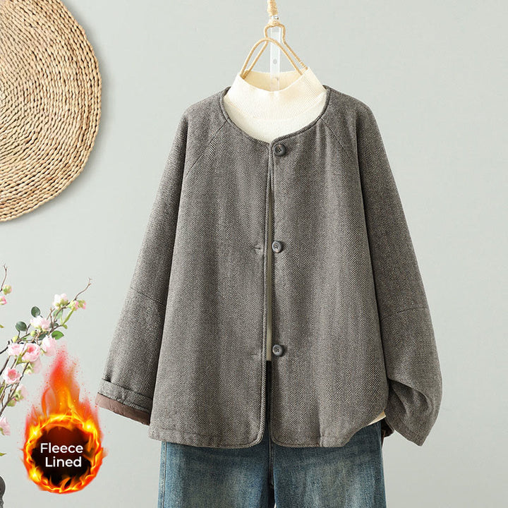 Buddha Stones Damen-Thermojacke mit braunem Knopfdesign, langen Ärmeln und Taschen - Bräunen - US12, UK/AU16, EU44 (2XL) - image 0