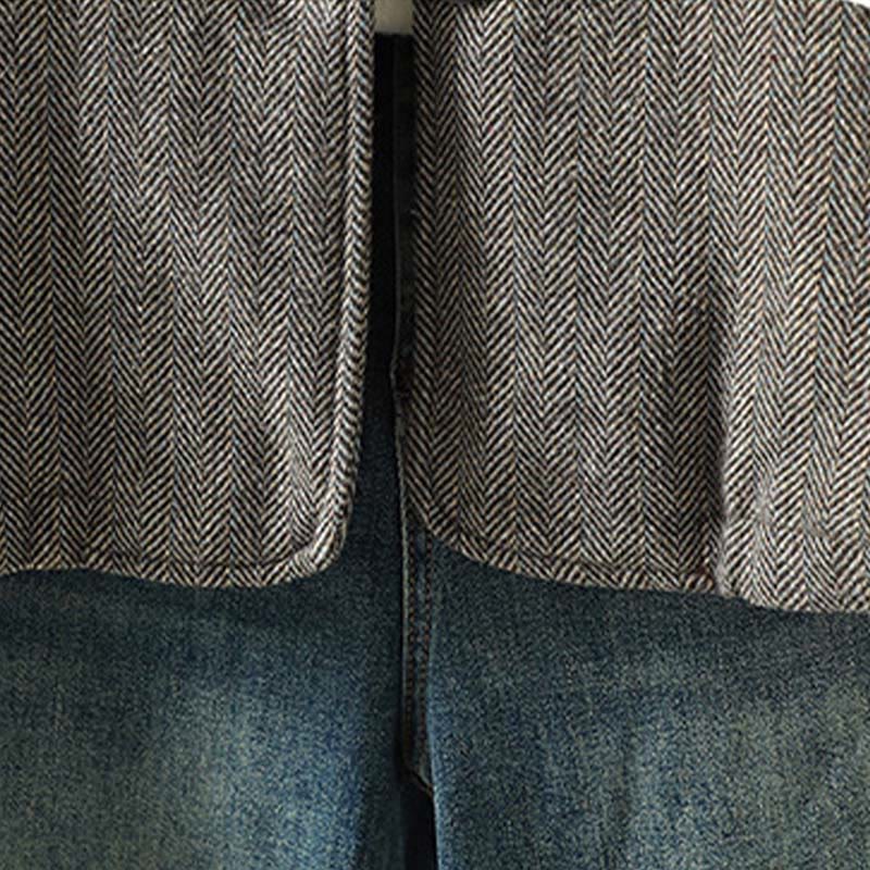 Buddha Stones Damen-Thermojacke mit braunem Knopfdesign, langen Ärmeln und Taschen - image 9