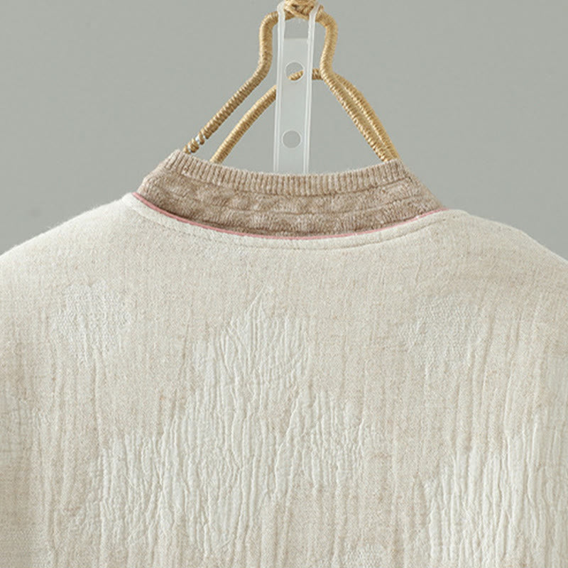 Buddha Stones Damen-Thermojacke in Beige mit Froschknopfleiste, langen Ärmeln und Taschen - image 4