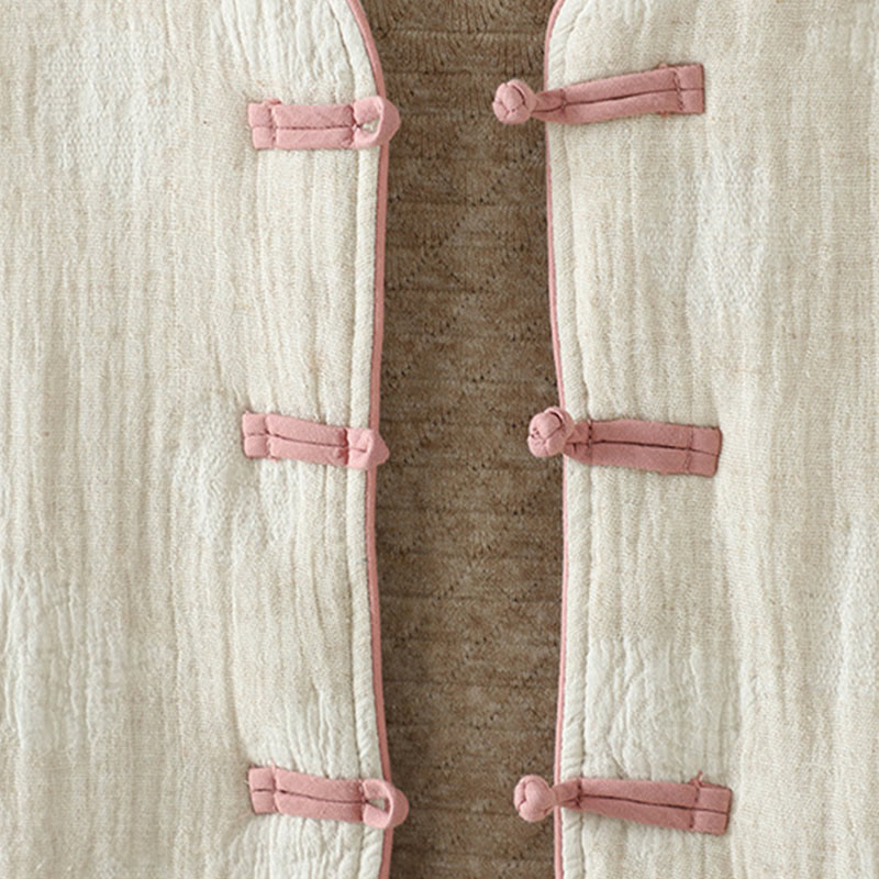 Buddha Stones Damen-Thermojacke in Beige mit Froschknopfleiste, langen Ärmeln und Taschen - image 8