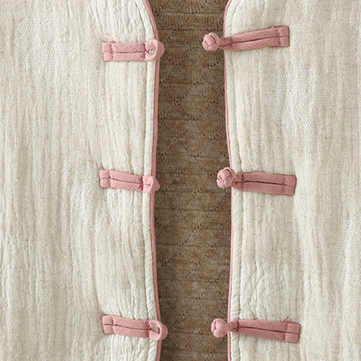 Buddha Stones Damen-Thermojacke in Beige mit Froschknopfleiste, langen Ärmeln und Taschen - image 8