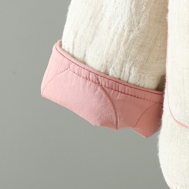 Buddha Stones Damen-Thermojacke in Beige mit Froschknopfleiste, langen Ärmeln und Taschen - image 7