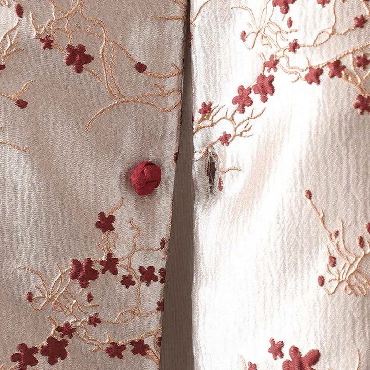 Langärmlige, thermische Damenjacke mit Taschen, verziert mit Buddha Stones, roten Blumen, Rankenknöpfen und einem Design aus Ranken und Buddha-Steinen - image 5