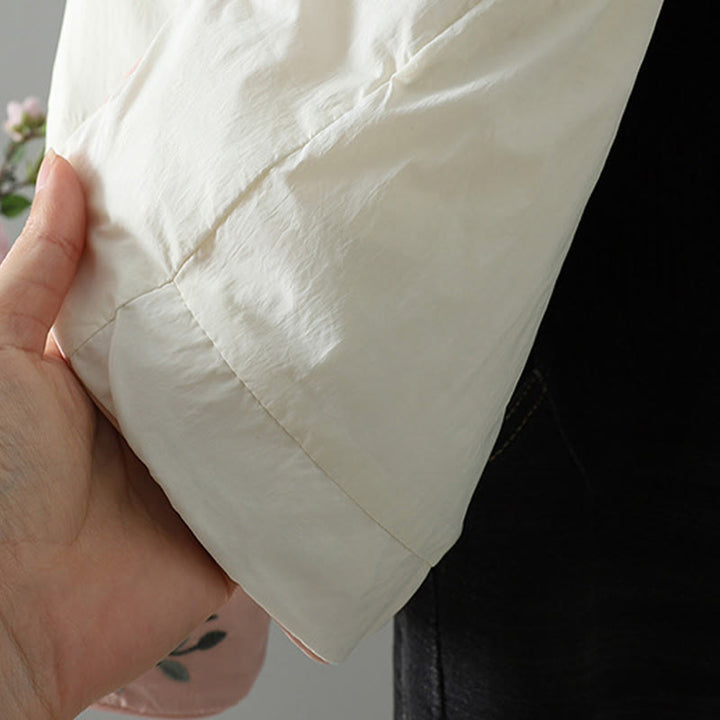 Buddha Stones , Pfirsichblütenstickerei, Froschknopfleiste, langärmelige Thermojacke für Damen mit Taschen - image 21