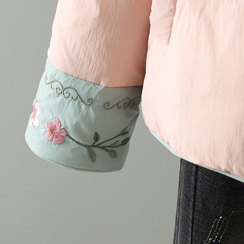 Buddha Stones , Pfirsichblütenstickerei, Froschknopfleiste, langärmelige Thermojacke für Damen mit Taschen - image 8