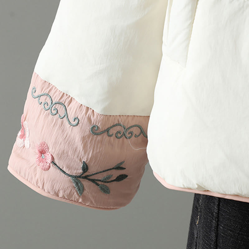 Buddha Stones , Pfirsichblütenstickerei, Froschknopfleiste, langärmelige Thermojacke für Damen mit Taschen - image 20