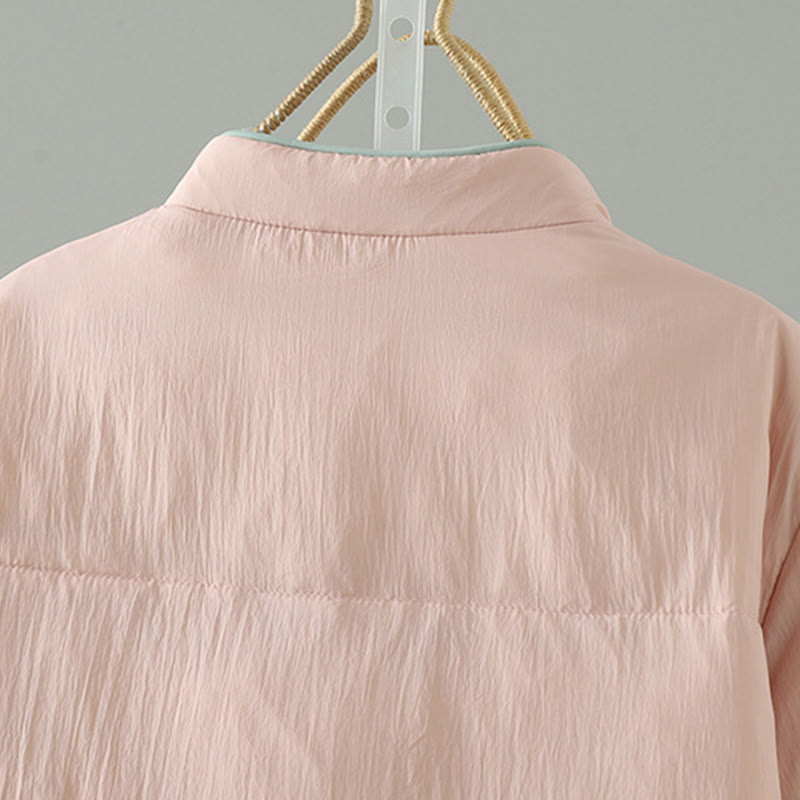 Buddha Stones , Pfirsichblütenstickerei, Froschknopfleiste, langärmelige Thermojacke für Damen mit Taschen - image 4