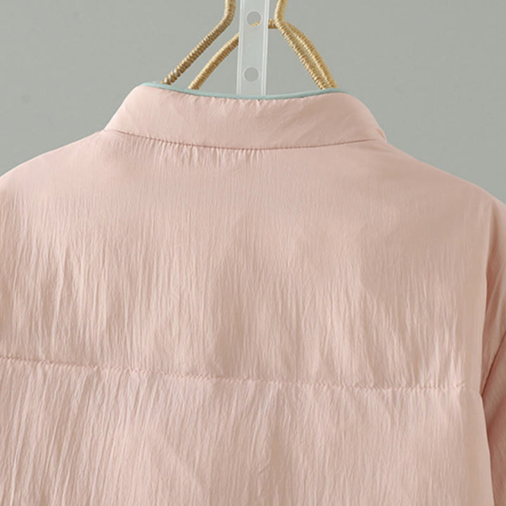 Buddha Stones , Pfirsichblütenstickerei, Froschknopfleiste, langärmelige Thermojacke für Damen mit Taschen - image 4